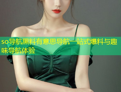 so导航黑料有意思导航一站式爆料与趣味导航体验  第1张
